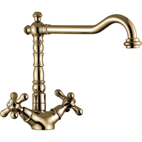 Emmevi Deco Old, двухвентильный кухонный смеситель (поворотный излив 23 см), без донного клапана, цвет бронза 12617/BR