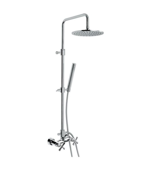 Emmevi Spirit New, душевая колонна из латуни, регулируемая по высоте 82-129,5 см: со смесителем и круглым антикальковым верхним душем 25 см, цвет брон 3100284/BR