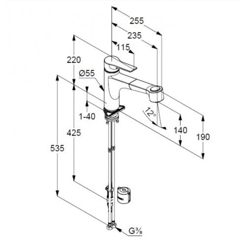 Смеситель KLUDI MIX 329413975 для кухни с выдвижным изливом доп. кран Multi