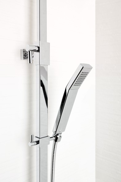 AQG Luxor, душевая колонна регул. по высоте 78,5-143 см, c термостатом и квадратным верхним душем 25х25 см, цвет хром