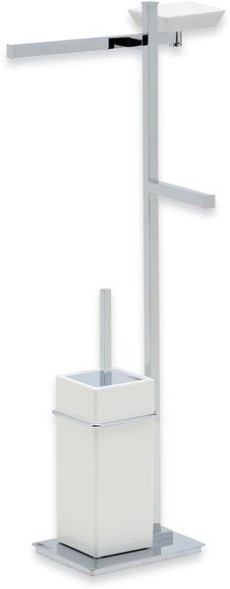Stil Haus Urania, стойка: мыльн. + полотенцедер. + бумагодер. + ёрш кер., цвет хром - бел. керамика