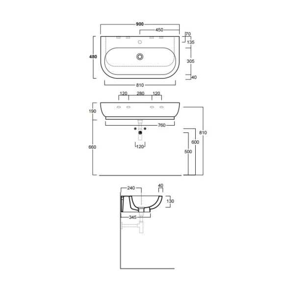 Раковина SIMAS E-Line подвесная с одним отверстием цвет белый EL11