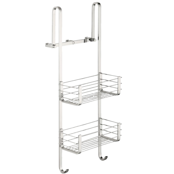 Полочка корзинка COLOMBO DESIGN CAVALLETTI E SEDILI B9634 навесная двойная с крючками цвет хром