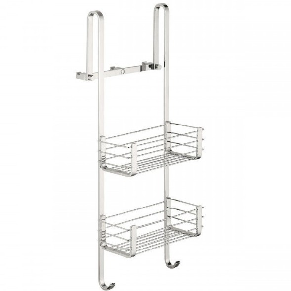 Полочка корзинка COLOMBO DESIGN CAVALLETTI E SEDILI B9634 навесная двойная с крючками цвет хром