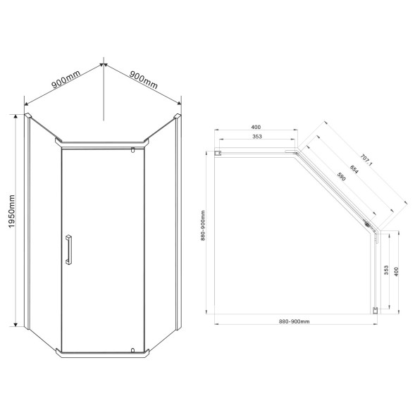 Vincea Душевой уголок Стреса (Stresa) VSP-1S900CL, 900*900, хром, стекло прозрачное