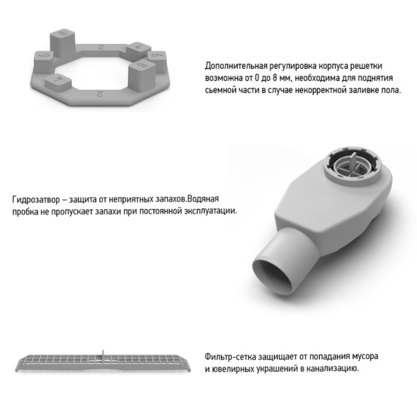 Paini Душевой лоток Slim Line 600 мм D50, сатин хром