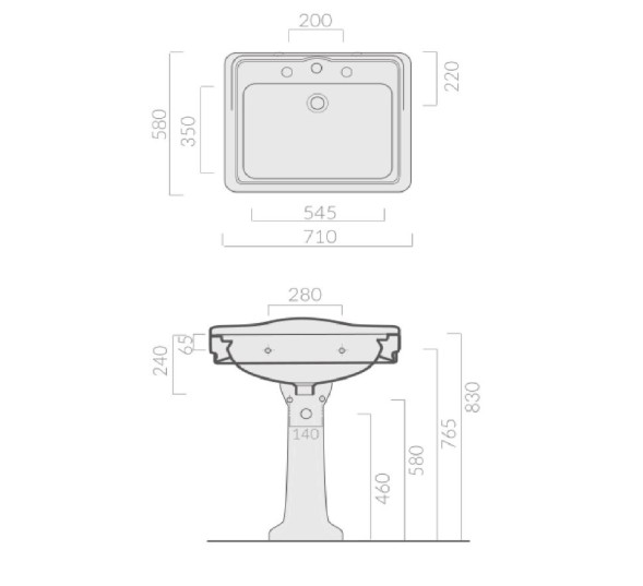 Раковина GALASSIA ETHOS 8401M подвесная или на пьедестал с одним отверстием с переливом цвет белый глянцевый
