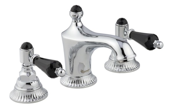 Смеситель The One для раковины на 3 отверстия. Черные кристаллы Swarovski, цвет матовое золото 98033LCSWNEOA