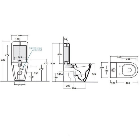 Бачок GLOBO FORTY3 на чашу унитаза моноблок цвет белый FO008BI