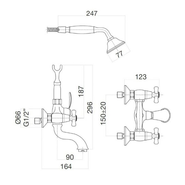 Смеситель для ванны Webert Armony AM720201010(153), золото