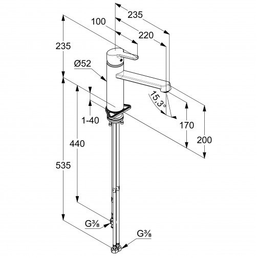 KLUDI M2 однорычажный смеситель для кухни, для безнапорных водонагревателей, арт. 595750575