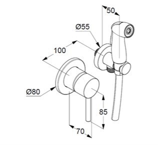 Гигиенический душ KLUDI BOZZ 389990576 со смесителем со встраиваемой частью