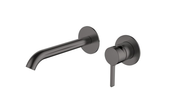 AQG Urban Flow Two, встраиваемый в стену однорычажный смеситель для раковины, цвет оружейная сталь (PVD)