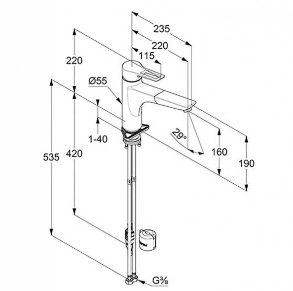 Смеситель KLUDI MIX 329430562 для кухни с выдвижным поворотным изливом 110°