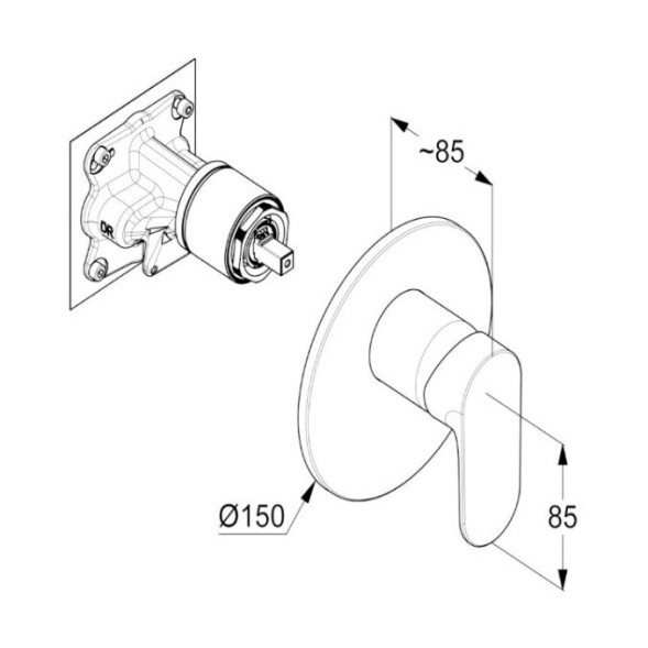 Смеситель KLUDI X1 327553975 для душа встраиваемый внешняя часть