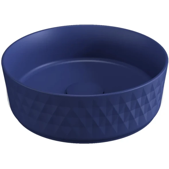 Раковина накладная ISVEA Davanti круглая 36см, без отверстия под смеситель цвет синий матовый 10NF67036-2Z