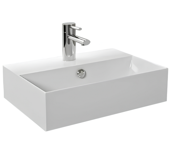 Раковина HATRIA Bahia 13 BH0500365011TS0 подвесная или на тумбу с одним отверстием с переливом цвет белый