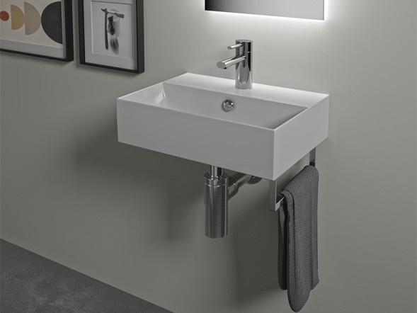 Раковина HATRIA Bahia 13 BH0500365011TS0 подвесная или на тумбу с одним отверстием с переливом цвет белый