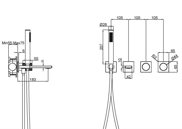 Vincea Смеситель для ванны Альто (Alto) VBTW-6AL1CH, встраиваемый, хром