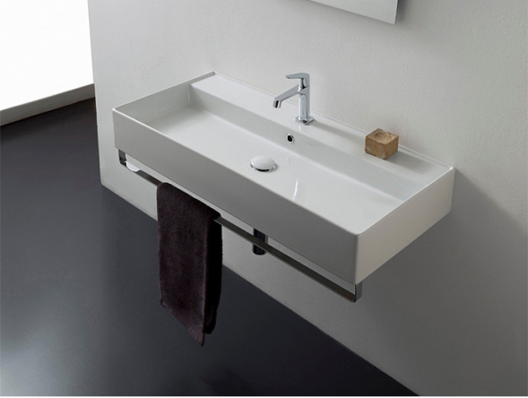 Раковина Scarabeo TEOREMA 2.0 подвесная или накладная с переливом с одним отверстием цвет белый 5106/R-100A 41