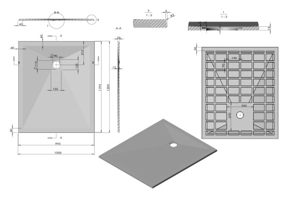 Vincea Поддон для душа из искусственного камня VST-4SR1012W,1200*1000*25, белый матовый