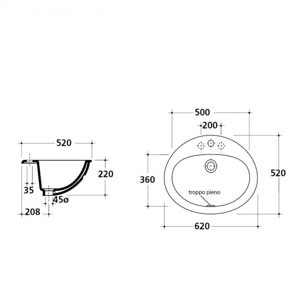 Раковина GALASSIA Eloise 6001 врезная