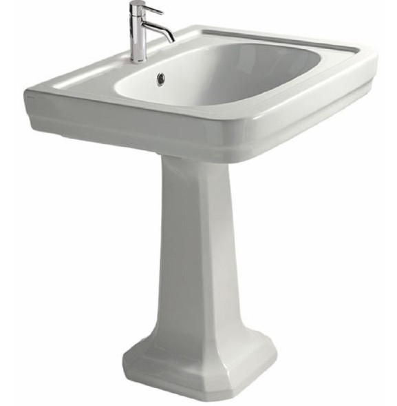 Раковина GALASSIA ETHOS 8417M подвесная или на пьедестал с одним отверстием с переливом цвет белый глянцевый