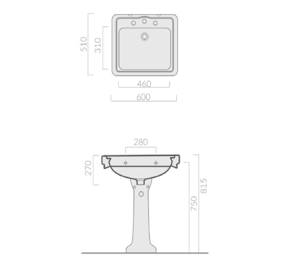 Раковина GALASSIA ETHOS 8417M подвесная или на пьедестал с одним отверстием с переливом цвет белый глянцевый