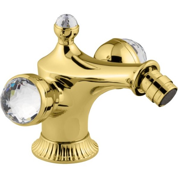 Emmevi The One Leda, смеситель для биде. Металлические ручки + большие прозрачные кристаллы, цвет золото 98004VSW/OR