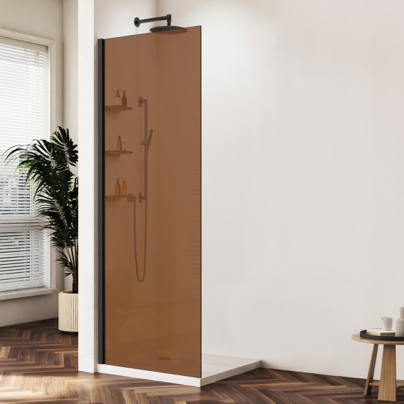 Vincea Душевая перегородка Волк-Ин (Walk-In) VSW-1HWS900GSB, 900*2000, черный матовый, стекло янтарь
