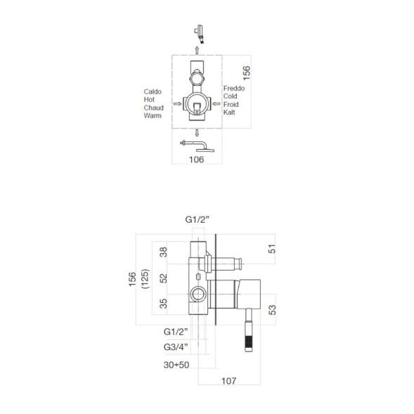 Смеситель для душа встраиваемый Webert Rimini RI860101740, белый