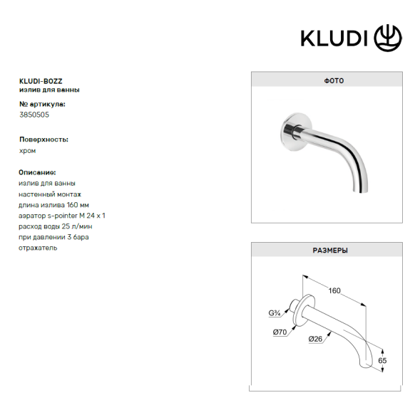 Комплект для душа KLUDI BOZZ 386340576 10 в 1 верхний душ 250 мм