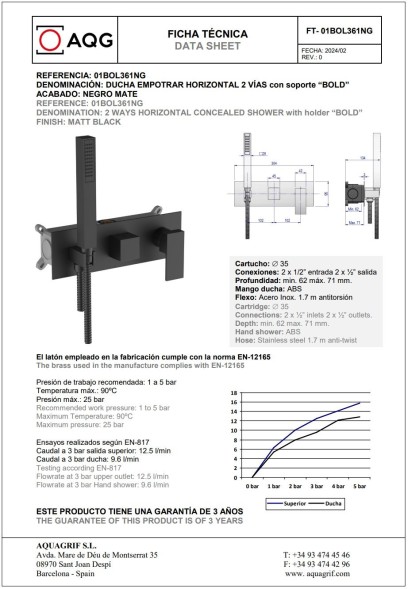 AQG Bold, душевой комплект EC240 на 2-3 потребителя, с настенным кронштейном, цвет хром