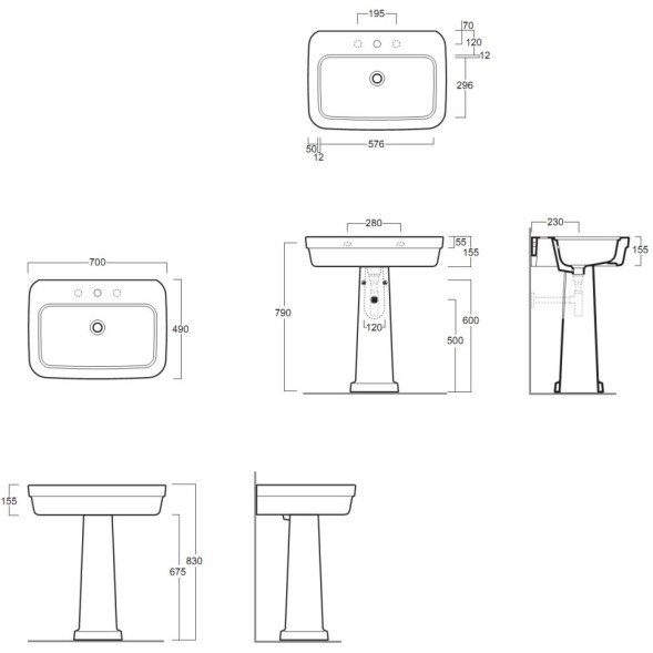 Раковина SIMAS EVOLUTION подвесная на пьедестал с одним отверстием цвет белый EVO11