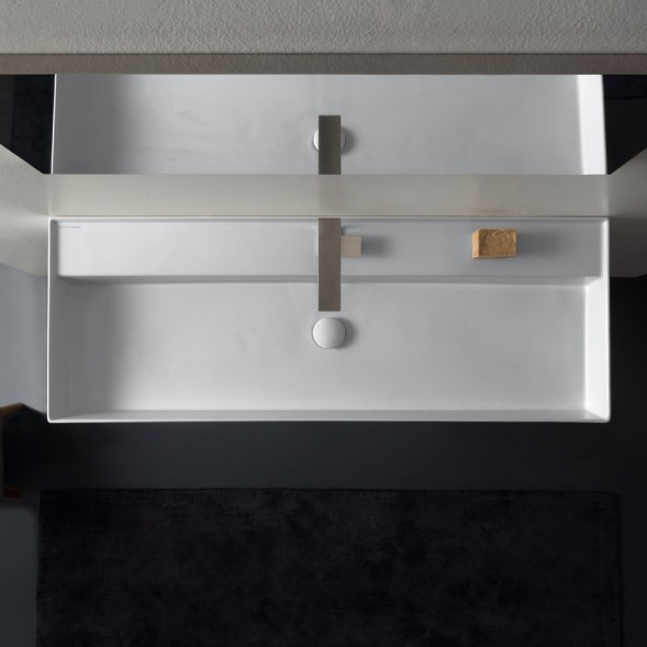 Раковина Scarabeo TEOREMA 2.0 подвесная или накладная с переливом с одним отверстием цвет белый 5107/R-120A