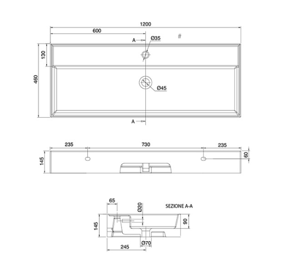 Раковина Scarabeo TEOREMA 2.0 подвесная или накладная с переливом с одним отверстием цвет белый 5107/R-120A