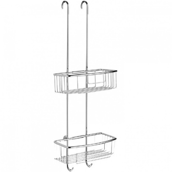 Полочка корзинка COLOMBO DESIGN CAVALLETTI E SEDILI B9635 навесная двойная с крючками цвет хром