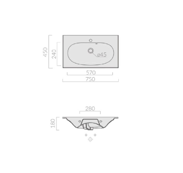 Раковина GALASSIA ERGO 7101 подвесная или встраиваемая сверху с одним отверстием с переливом цвет белый глянцевый