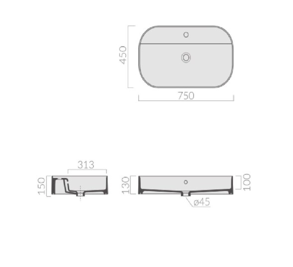 Раковина GALASSIA SMART B 7408 SA накладная с одним отверстием с переливом цвет песочный