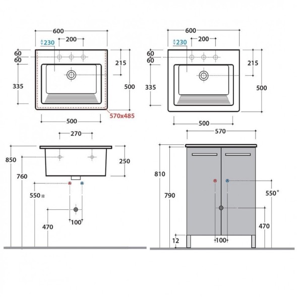 Раковина GLOBO FORTY3 подвесная или накладная с тремя намеченными отверстиями  цвет белый FO063BI