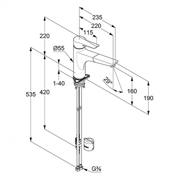 Смеситель KLUDI MIX 329433975 для кухни с выдвижным поворотным изливом 110°