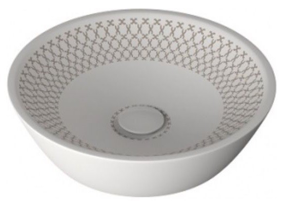 Раковина ISVEA ISVEArte накладная ШГВ 450*450*120 отверстия для смесителя отсутствуют цвет белый/декор Aurora 10SY66045-ARR