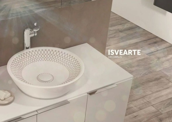 Раковина ISVEA ISVEArte накладная ШГВ 450*450*120 отверстия для смесителя отсутствуют цвет белый/декор Aurora 10SY66045-ARR