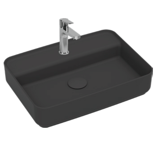 Раковина накладная ISVEA Infinity 55 прямоугольная 55см, с отверстием под смеситель цвет антрацит матовый 10NF66055-2C