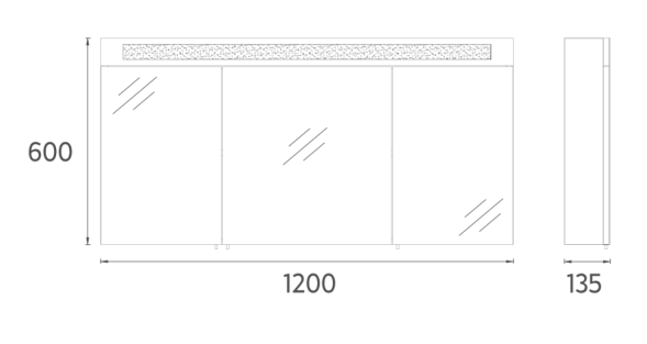 Зеркальный шкаф ISVEA Pro 120, 22OR2600120I LED подсветка 4000 K 22OR2600120I