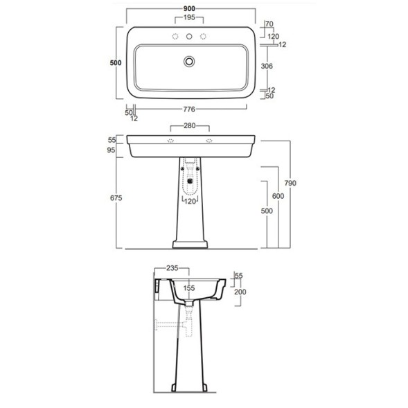 Раковина SIMAS EVOLUTION подвесная на пьедестал с одним отверстием цвет белый EVO12