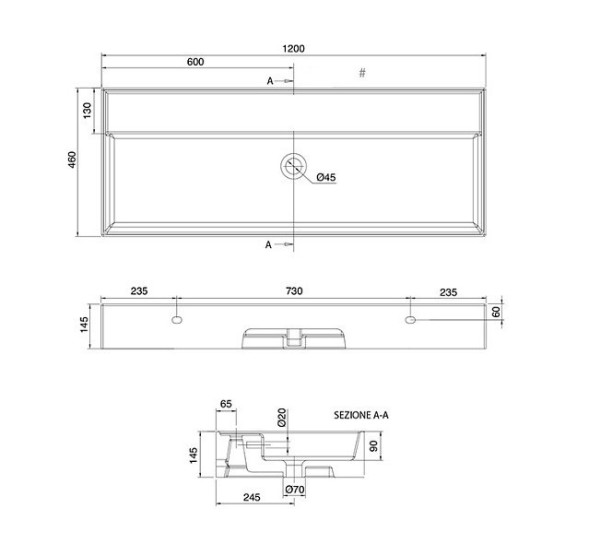 Раковина Scarabeo TEOREMA 2.0 подвесная или накладная с переливом с одним отверстием цвет белый 5107/R-120ASF
