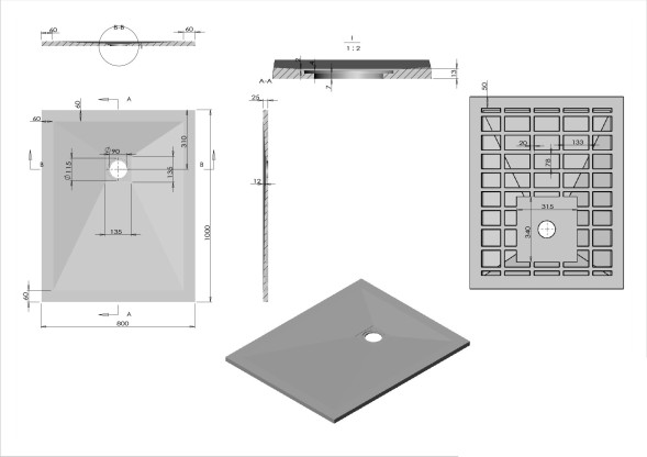 Vincea Поддон для душа из искусственного камня  VST-4SR8010G,1000*800*25, серый