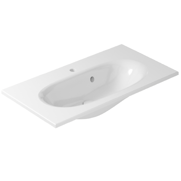 Раковина GALASSIA ERGO 7102 подвесная или встраиваемая сверху с одним отверстием с переливом цвет белый глянцевый