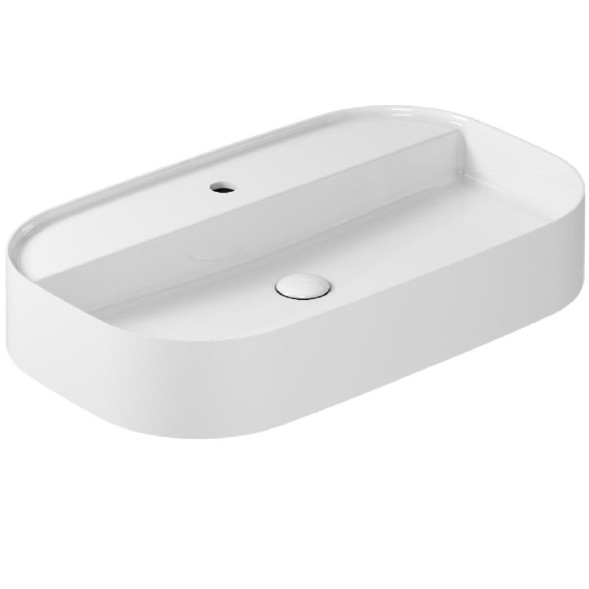 Раковина GALASSIA SMART B 7408 накладная с одним отверстием с переливом цвет белый глянцевый